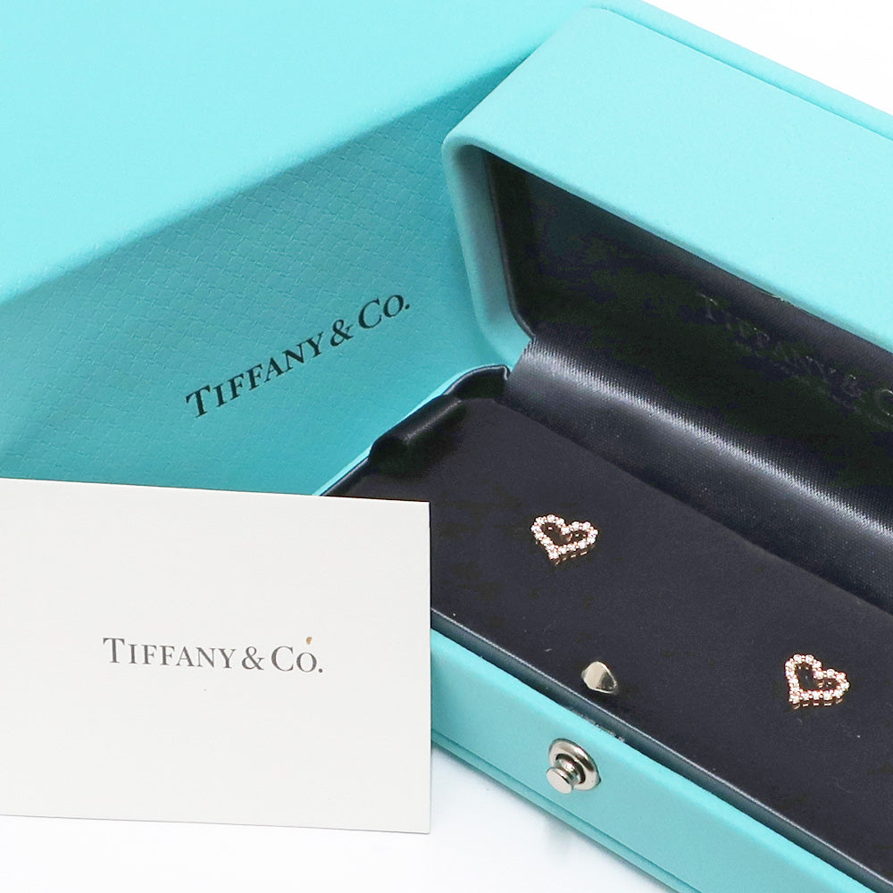 Tiffany K18PG Heart Diamond Stud_Earrings Extramini 750PG Rose G Jewelry