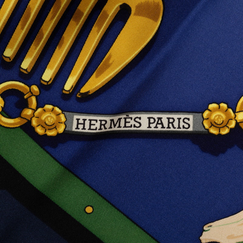 Hermes Carré 90 Memoire d&#39;Hermes Memories  Hermes SCalf Navy Blue Multicolor Silk  Hermes