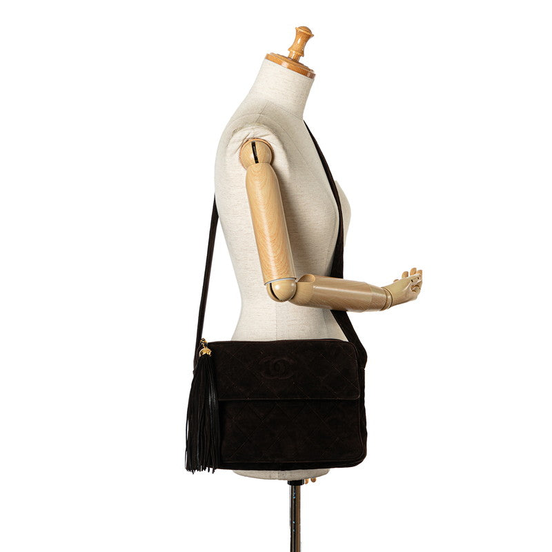Chanel Matrasse Coco Fringe  Shoulder Bag Brown Suede  Chanel
