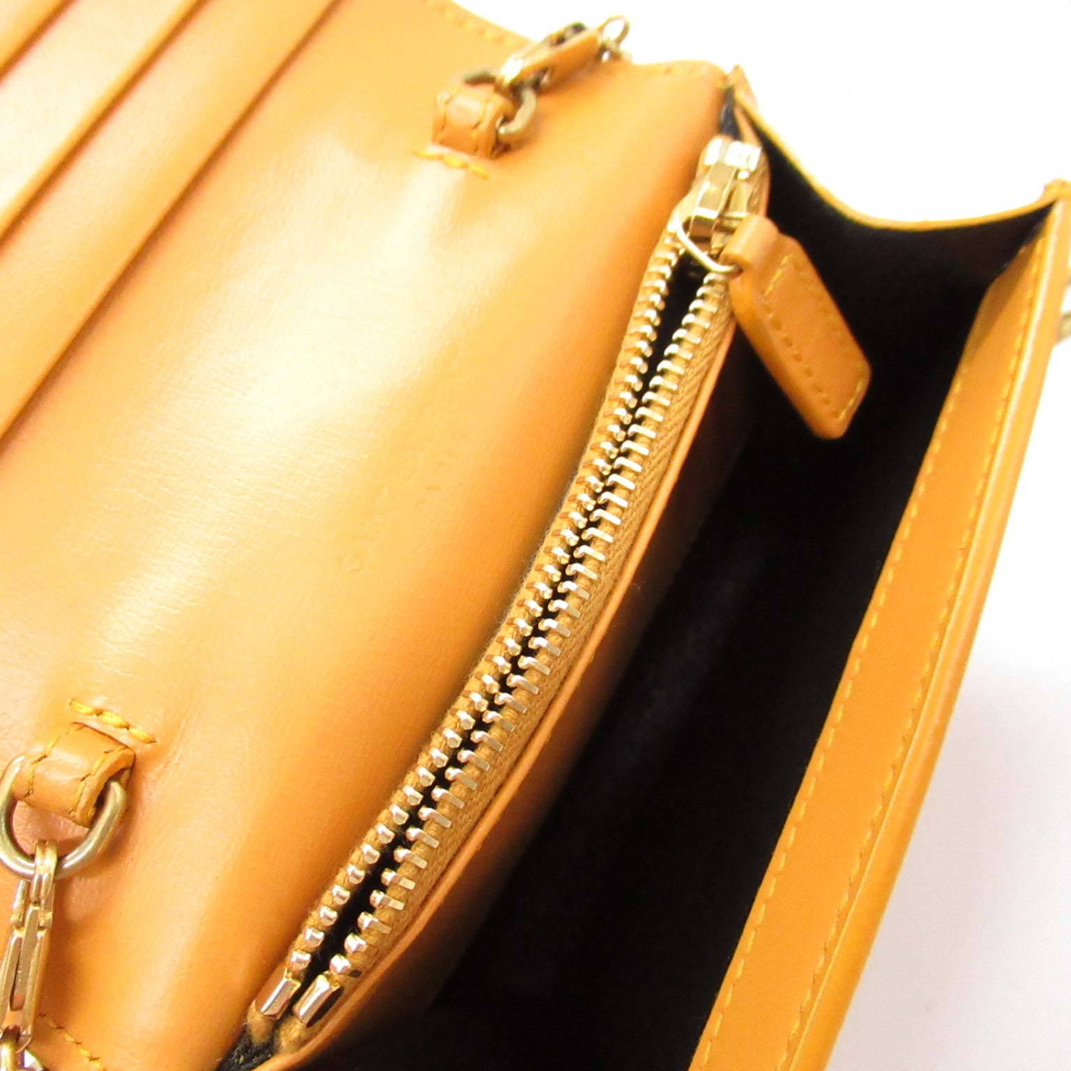 Saint Laurent Chain Wallet Shoulder Bag Leather  Brown 635219