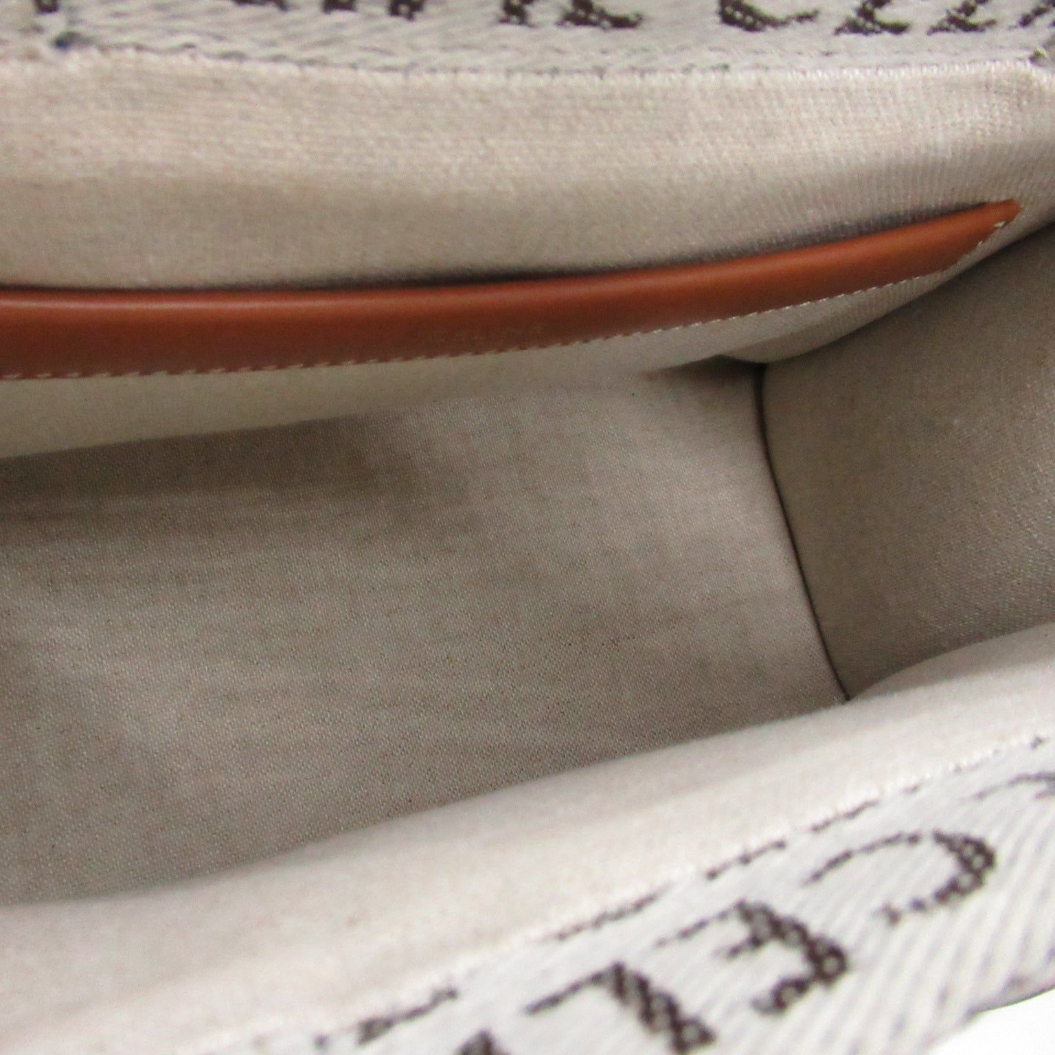 Celine CELINE Small Cover  Shoulder Bag Linen  White/Brown Linen