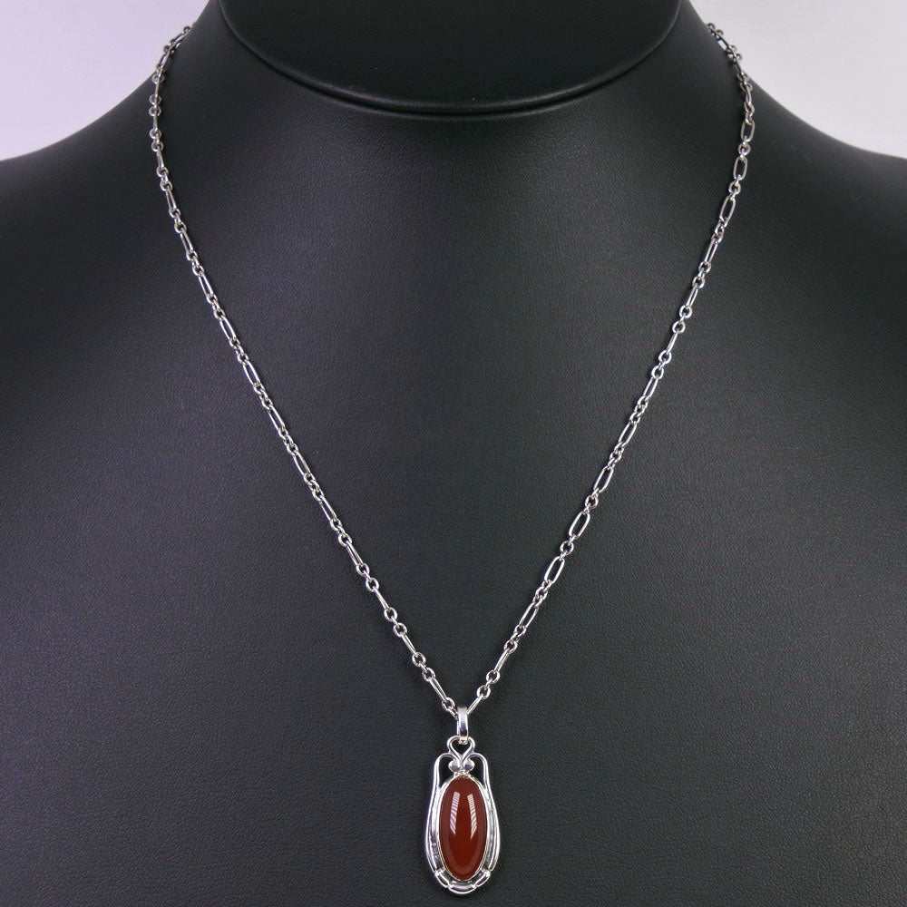 George Jensen Necklace Silver 925 Red 2009  10.0g Unisex   A-Ranked