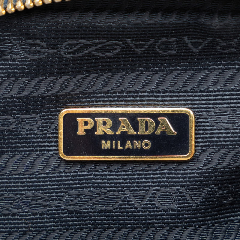Prada Triangle Logo  Pouch Indigo Blue Denim Leather  Prada