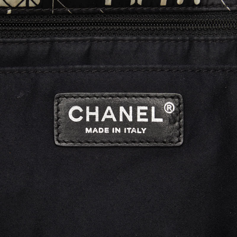 Chanel Yale Chain Shoulder Bag Black White Silver Nylon  Chanel
