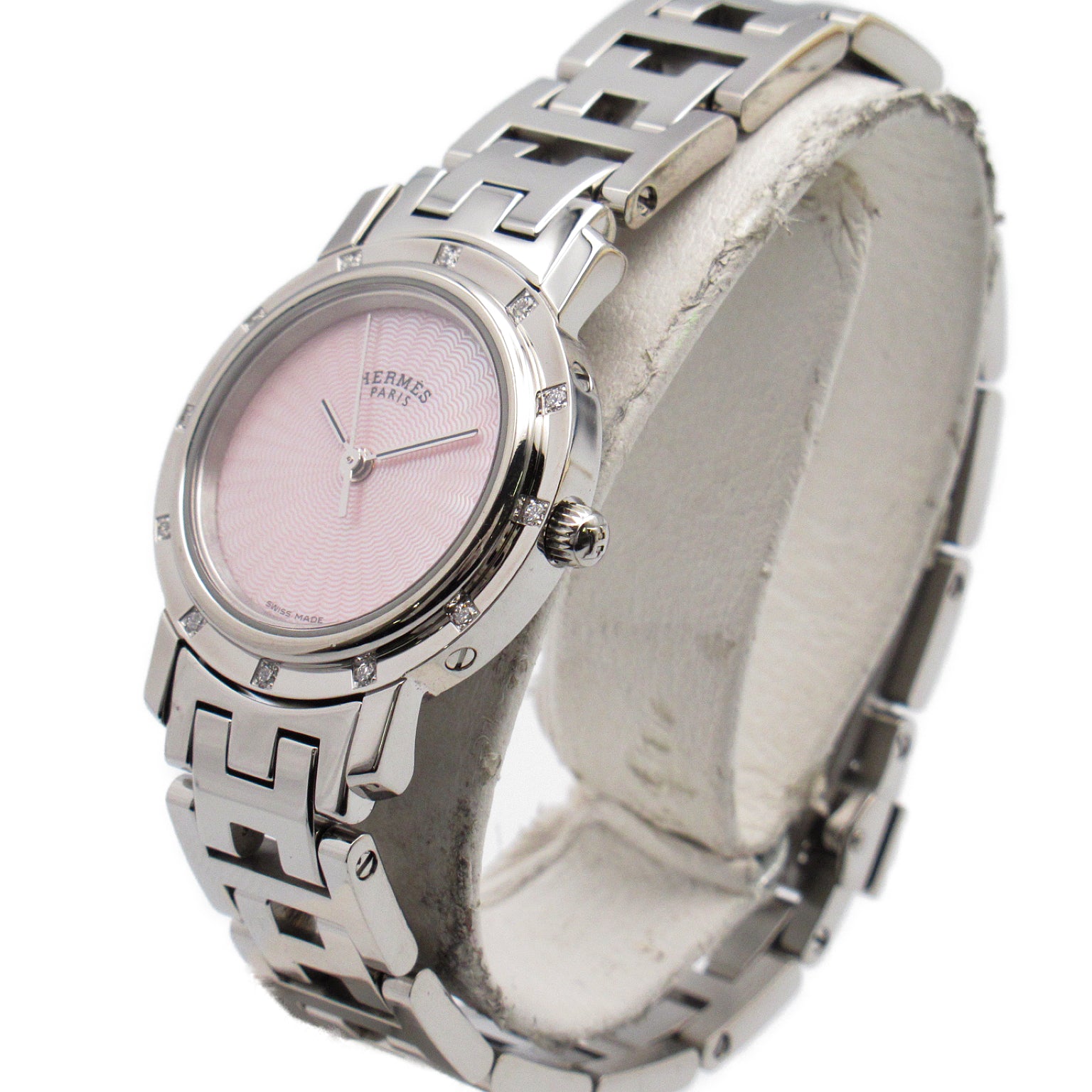 Hermes Hermes Clapper Neckle  Watch Stainless Steel  Pink S CL4.230