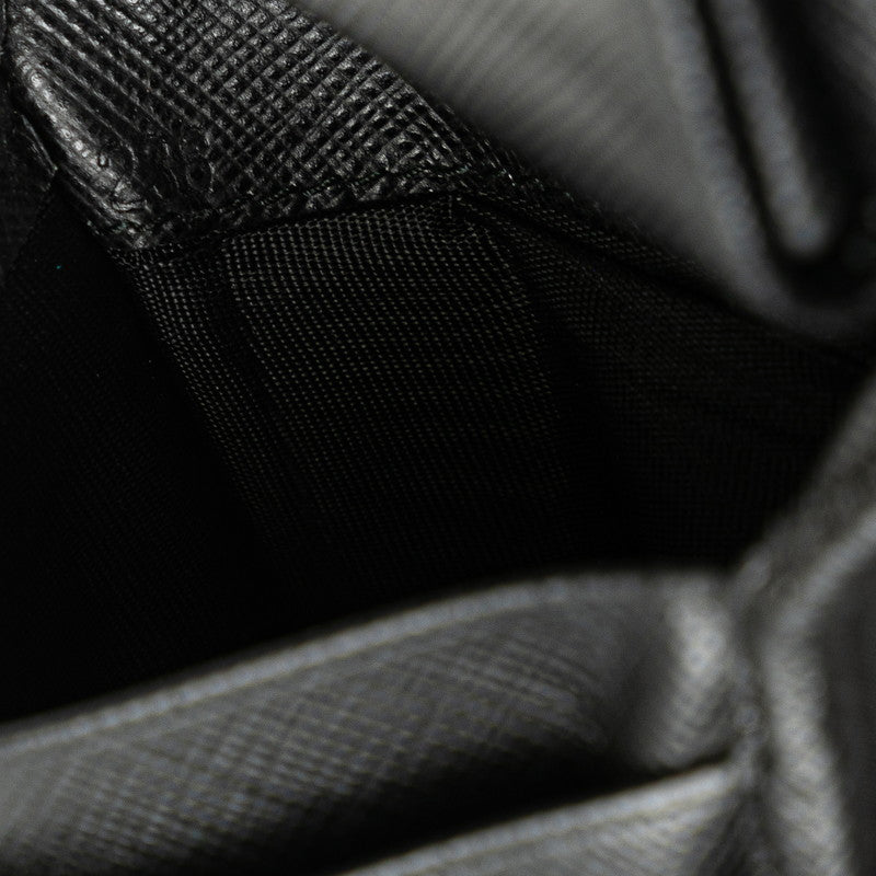 Prada Triangle Logo  Two Fold Wallet Compact Wallet Black Nylon Leather  Prada
