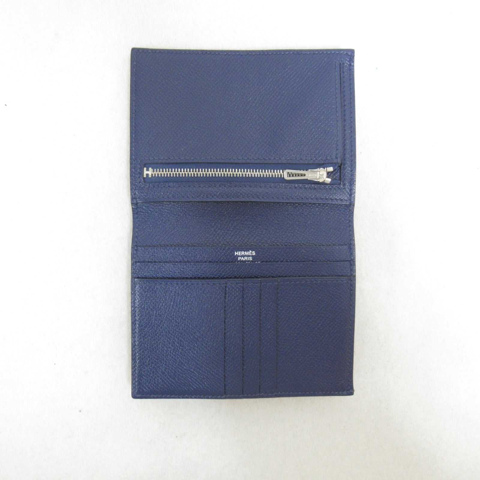 Hermes Hermes  Compact Double Fold Wallet Double Folded Wallet Leather Wallet Epson  Blue