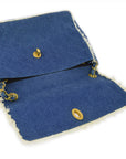 Chanel 1997-1999 Blue Denim Maxi Straight Flap Bag
