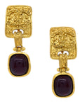 Chanel Filigree Gripoix Dangle Earrings Clip-On Gold 94A