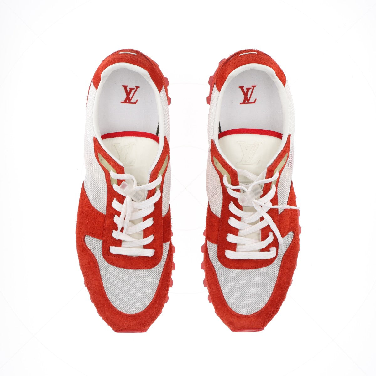 Louis Vuitton LV Runner Line 18 Years Mesh x Swed Trainers UK11 Men Red x White GO1108 LV Logo Code Stopper