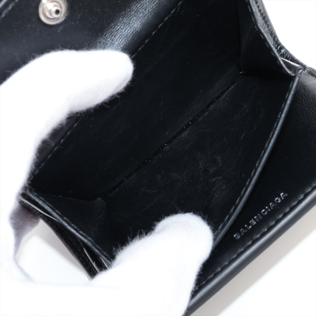 Balenciaga 615653 Leather Compact Wallet Black