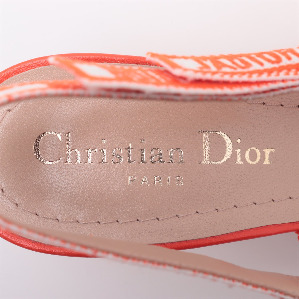 Christian Dior J&#39;ADIOR Canvas  Leather Strap Pump 37  Orange Slingback