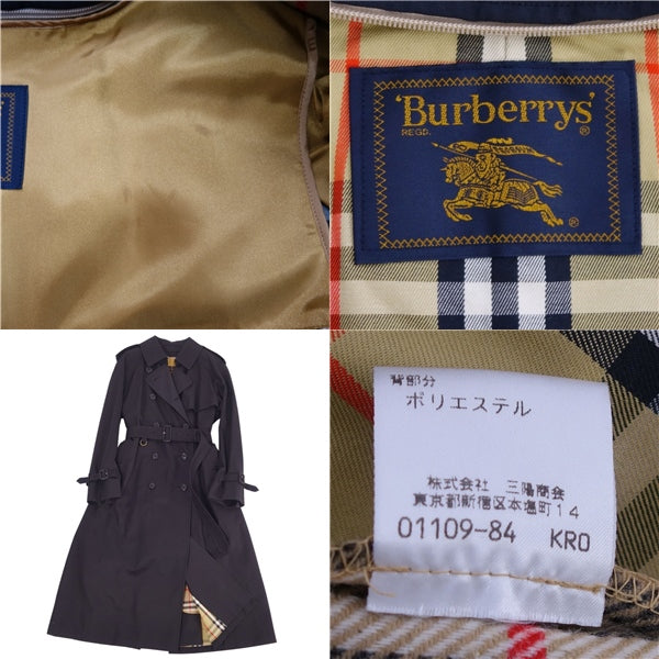 Vint Burberry s Trent Coat Back Check Liner   9AR (M Equivalent) Black