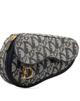 Dior Trotter Saddle Pouch Cosmetics CR1000 Navy Gr Linen Leather  Dior
