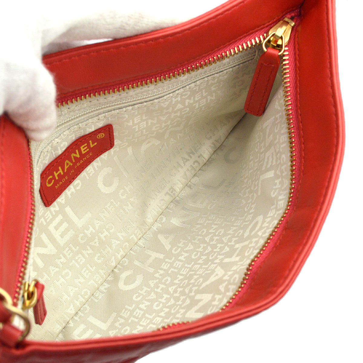 Chanel Red Lambskin Icon Chain Handbag