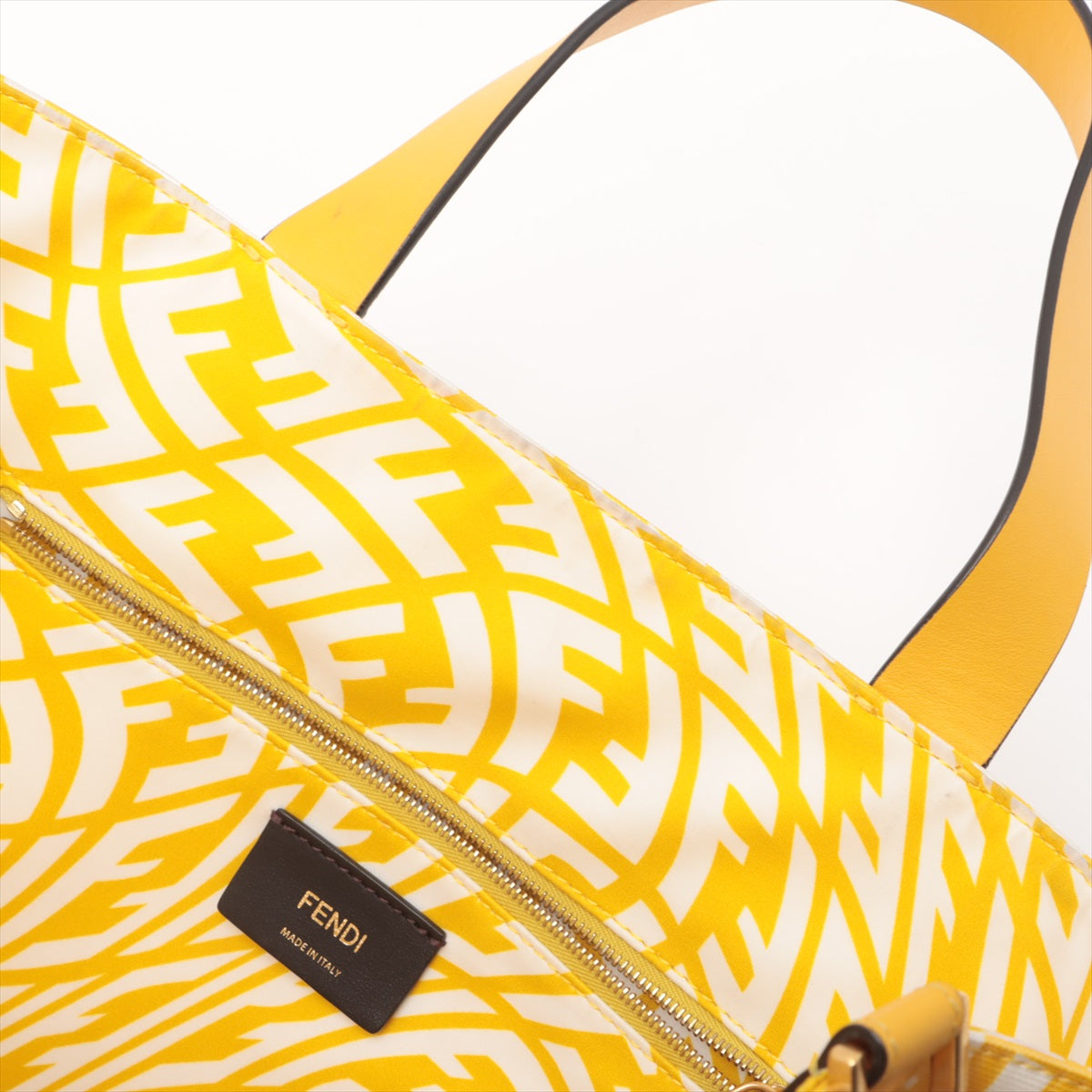 Fendi Zucca PVC 皮革手提包黃色 8BH357 Fondi