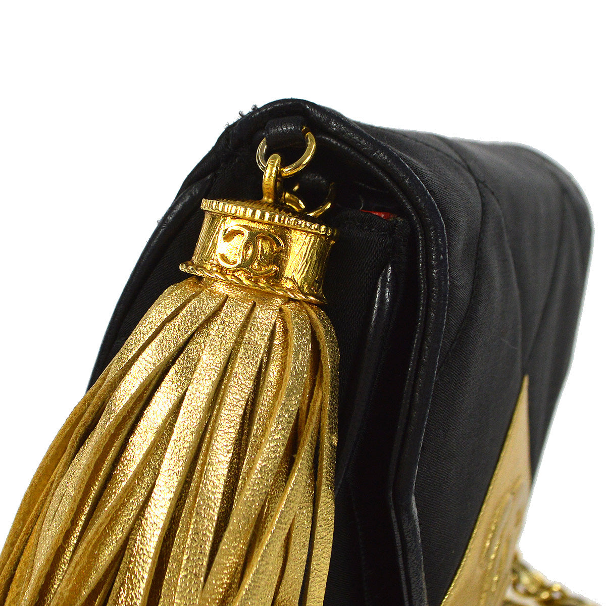 Chanel 1989-1991 Flap Shoulder Bag Mini Black Satin