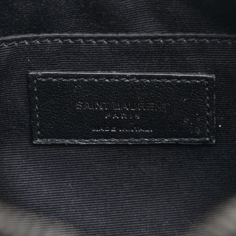 Saint Laurent YSL Logo V Stitch Lou Fringe  Shoulder Bag 520534 Black Leather  Saint Laurent