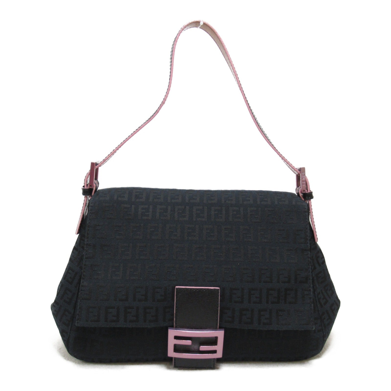 Fendi Fendi Zucchini Nonerman Bucket Shoulder Bag Linen  Black/Pink Linen