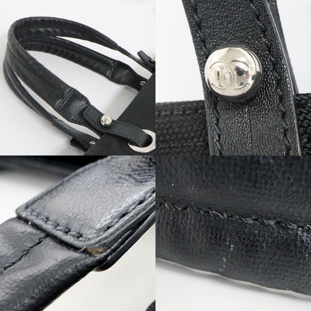 CHANEL CHANEL PARIBIARITZ TOTO PM A34208 Black Silver G  Leather 14th Handbag Black  Bag