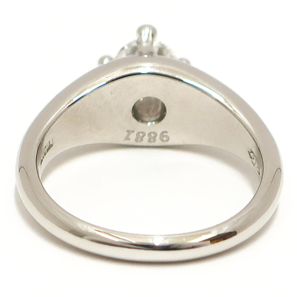 Bulgari Pt950 Crown Solitaire Diamond Ring Ring 1P Jewelry