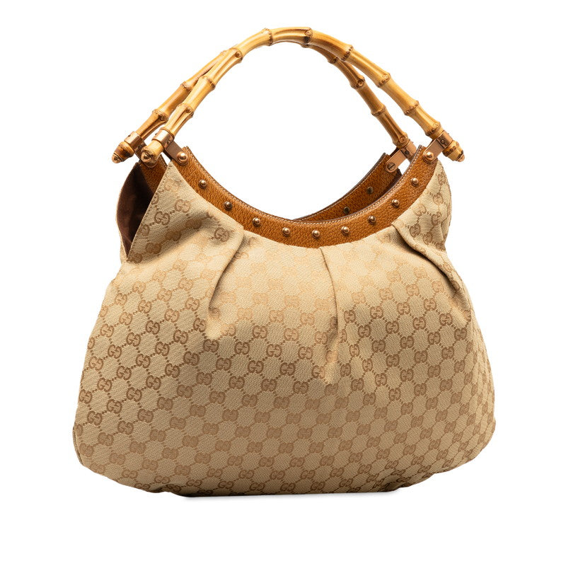 Gucci GG Canvas Bamboo Stands Handbag 124293 Beige Canvas Leather  Gucci
