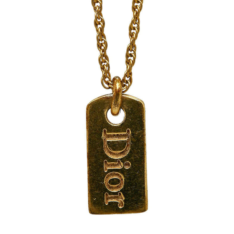 Dior vintage logo plate necklace g makeup ladies Dior