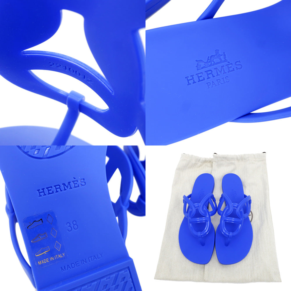 Hermes Egerie Sandals Outler Blue Size 38 Shennudankul Laver