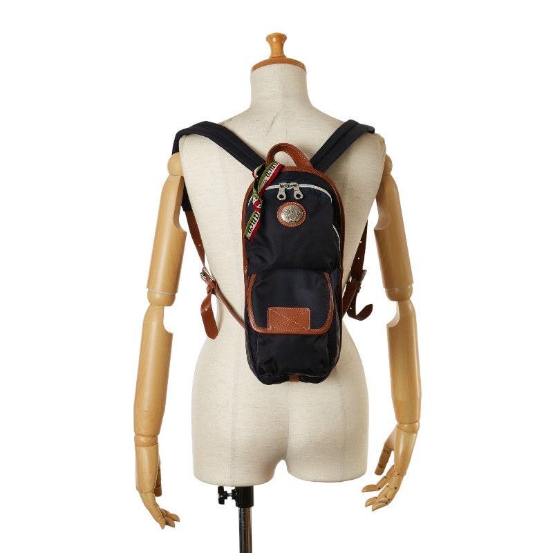 Orbianco Mini Backpack Body Bag Navy Brown Nylon Leather Mens Orobianco