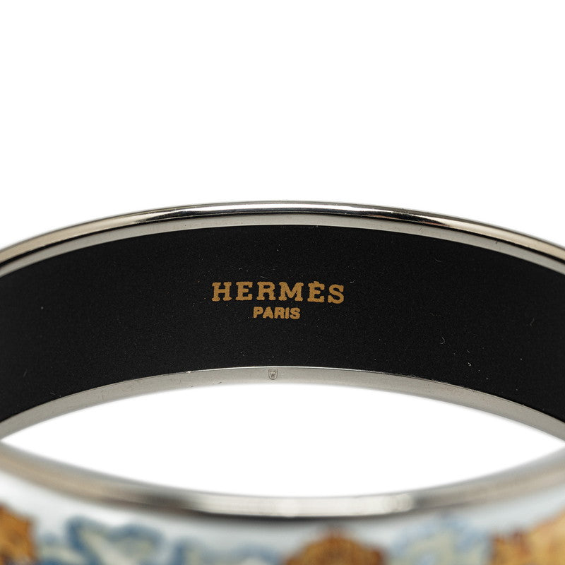 Hermes Emily GM Sapphire Lion Seven-Boy Birkinned Bangle Silver Blue Multi-Color Metal  Hermes