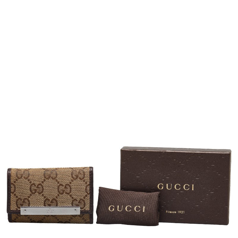 Gucci GG Canvas Keycase 6  127048 Beige Brown Canvas Leather  Gucci