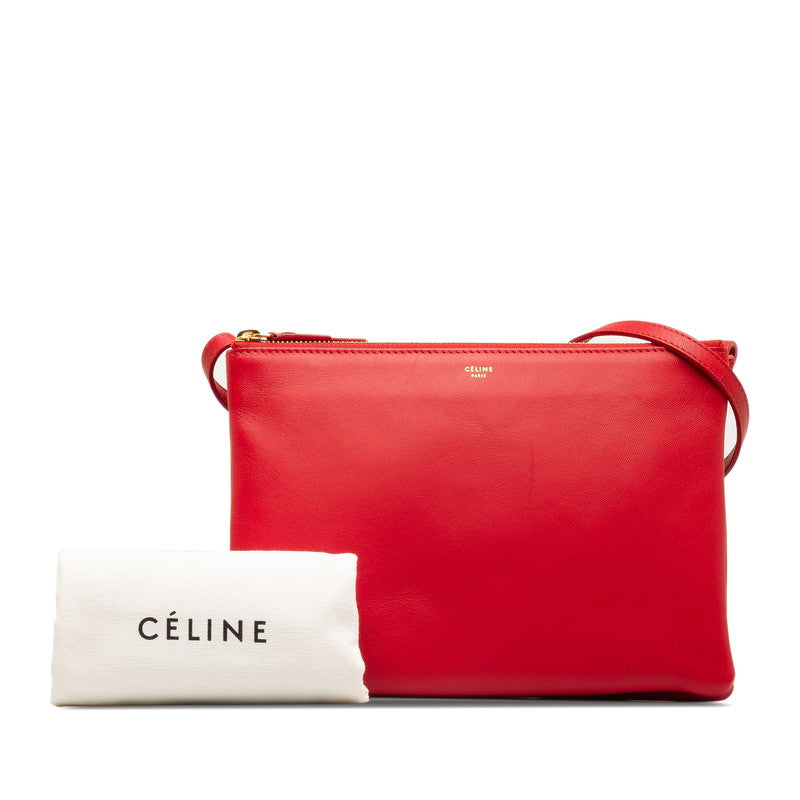 Celine Trio 單肩包 紅色 PVC 皮革 Celine