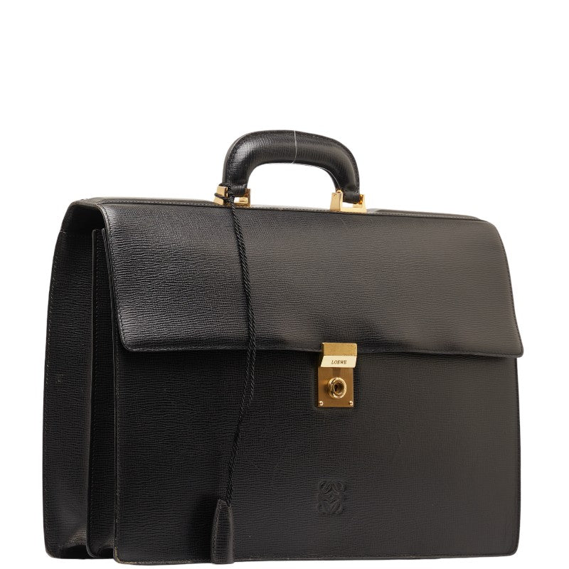 Loewe Anagram Business Bag Briefcase Paper Bag Black Leather  LOEWE