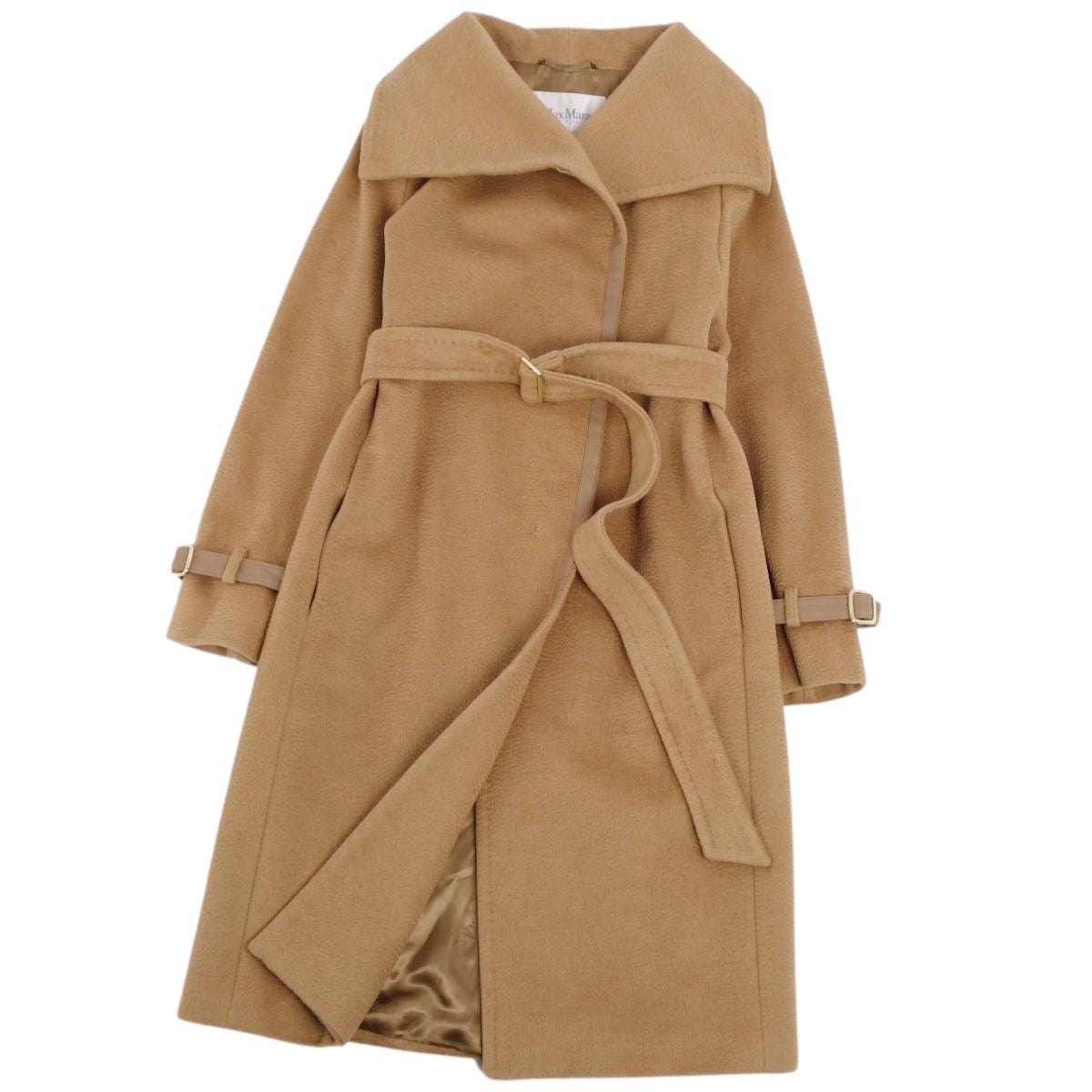 Max Mara Long Coat Double Bristle Camel 100% Leather Out  JI44 USA10 FB42 (equivalent to L) Brown