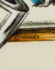 Hermes Carré 90 A Propos de Boottes Boots SCalf Ivory Silk  Hermes