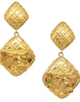 Chanel 1980s Bow Dangling Earrings Clip-On Gold