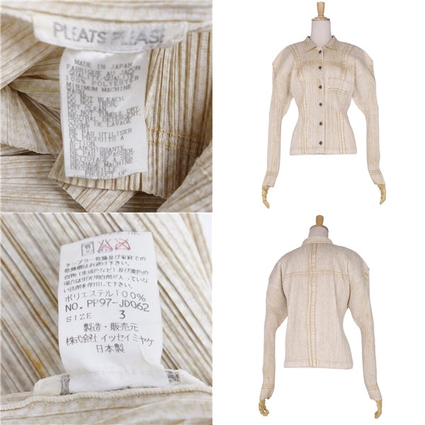 Issey Miyake Pleated  Jacket Blues   3 (L equivalent) Beige