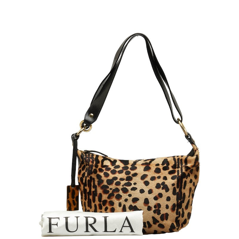 Leopard  Bag Handbag 69527 Black Brown Leather  Furla