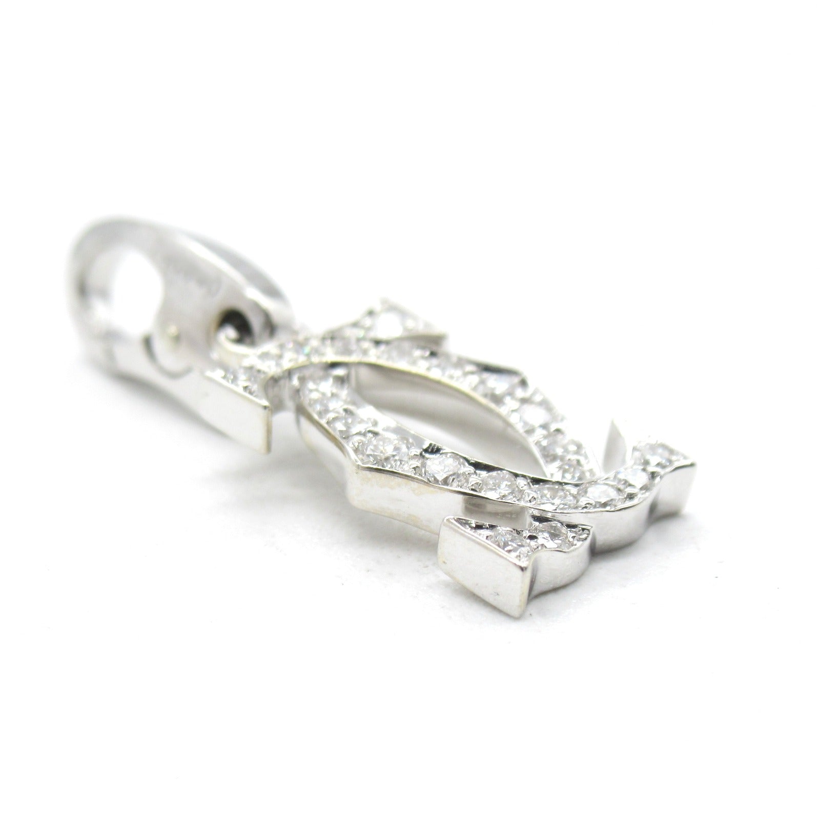 Cartier 2C Diamond Charm Pendant Top Jewelry K18WG (White G) Diamond   Clearance