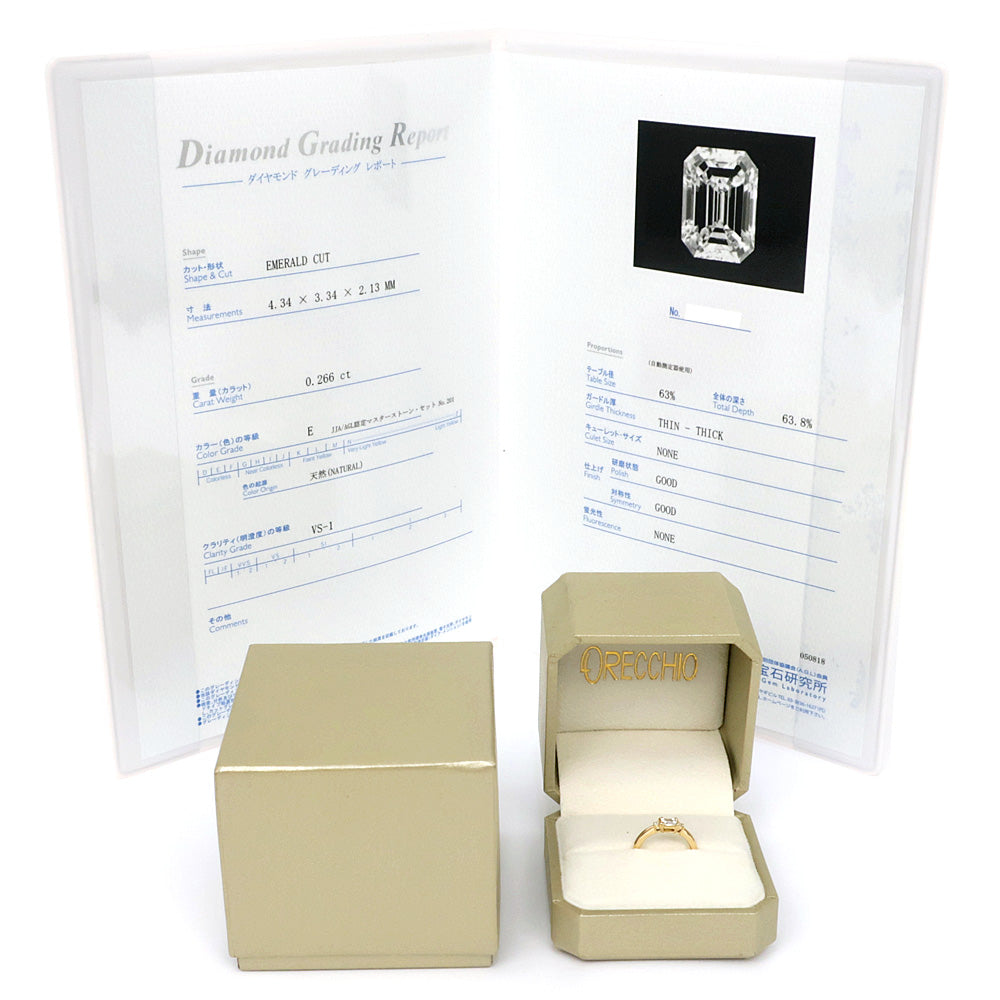Orecchio diamond ring 0.266ct 0.03ct K18 yellow g 6.5th ring jewelry