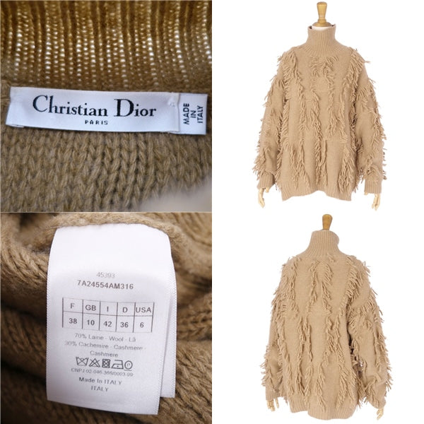 CHRISTIAN DIOR Nitted SWEATER PLUOVER FRINGE WALL CASIMIA TOPS LADYS Italian I42 (L equivalent) BRUNN NIT