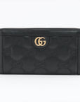 Gucci GG Matrasse 723784 Leather Round  Wallet Black