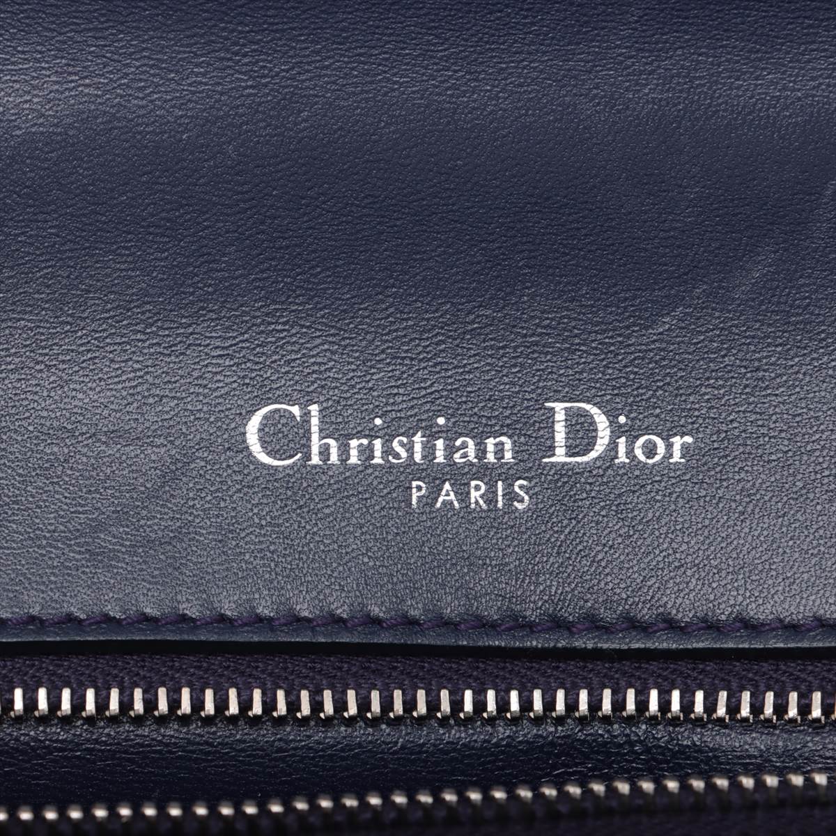 Christian Dior Diorama Patent Leather Chain Shoulder Bag Silver Blue