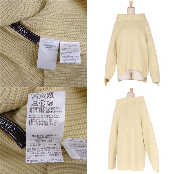 Foxy FOXEY Nitted sweater Knit Top Chocolat 41437 Tartar Neck Cashmereia 100% Tops  Free Beige