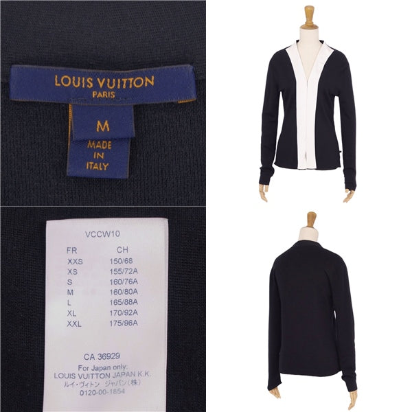 Louis Vuitton e Cardigan Long Sleeve Long Sleeve Landless Cashmere Wool Silk Tops  M Black/White