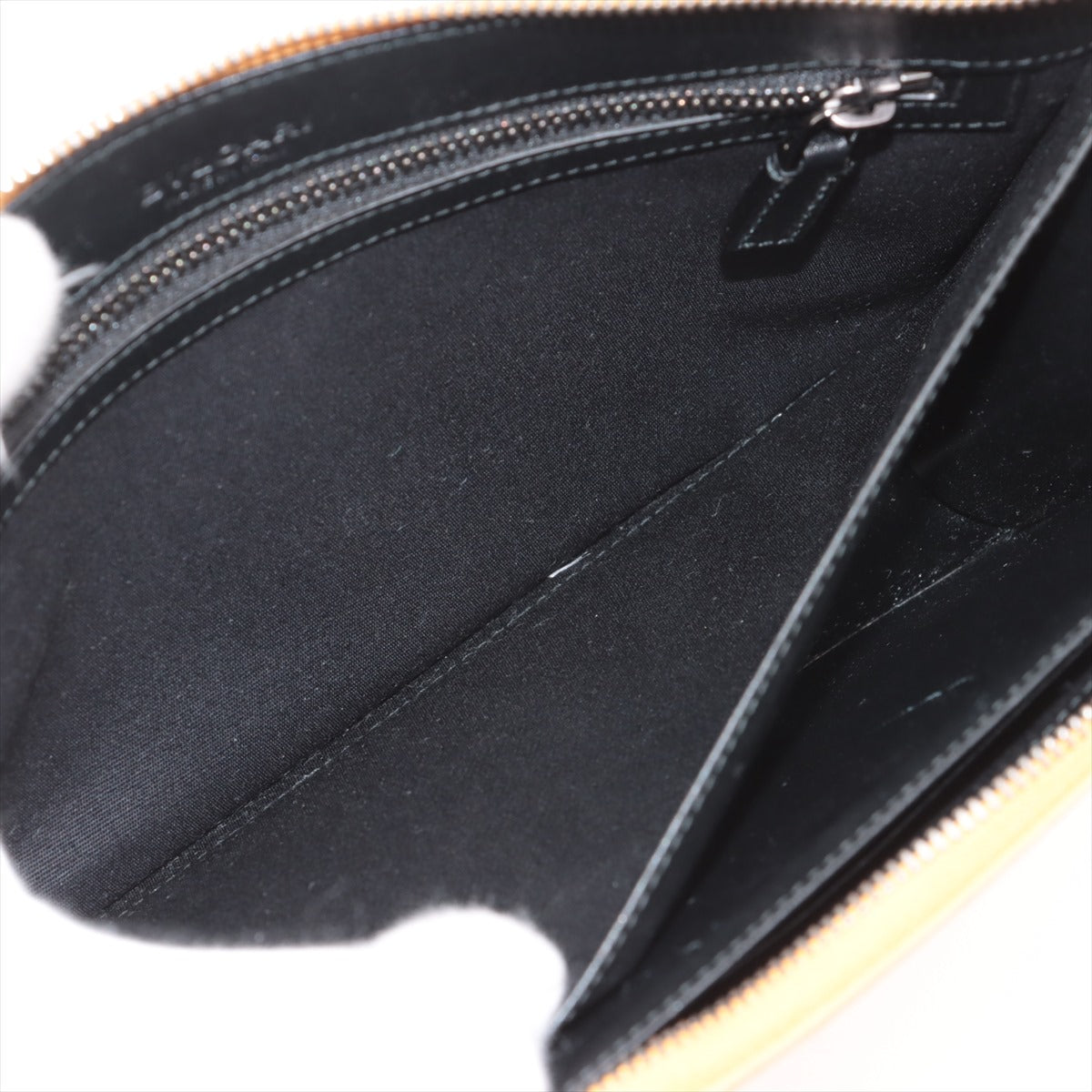 Bulgari Leather Clutch Bag Black X Yellow