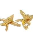 Chanel 2001 Crystal & Gold Eagle Earrings Clip-On 01P