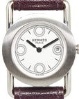 Hermes Balenciaga Rond Brick  BR1.210 Quartz White Dial Stainless Steel Leather  Hermes