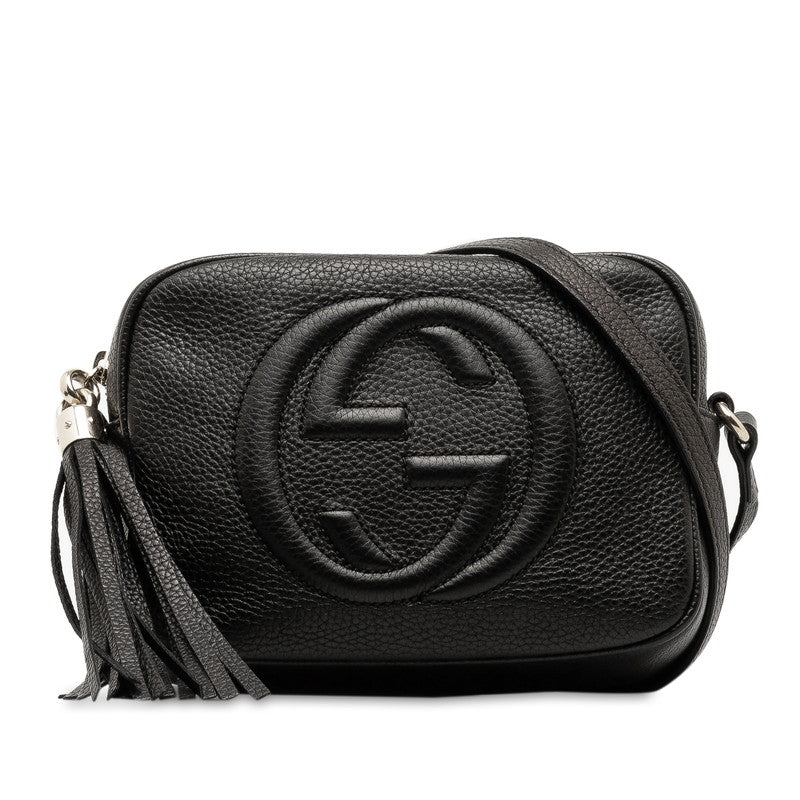 Gucci Interlocking G Soho Small Dialo Tassel  Shoulder Bag 308364 Black Leather  Gucci