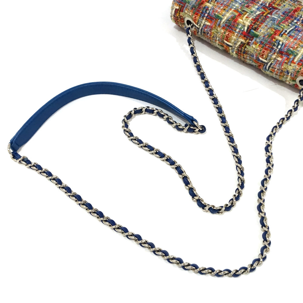 Chanel Chain Shoulder Bag Flap Tweed Effect Twid  24